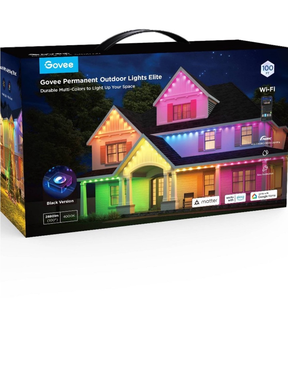 Open Box - Govee -  100ft RGBICW White Permanent Outdoor Lights  White